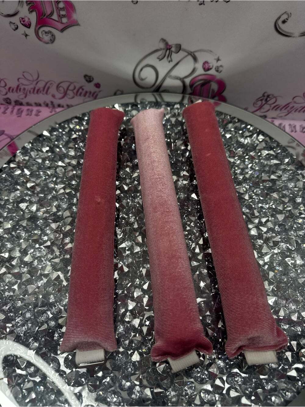 HEATLESS curlers rollers 3 set Velvet Hair Rollers - Soft Pink Set of 3